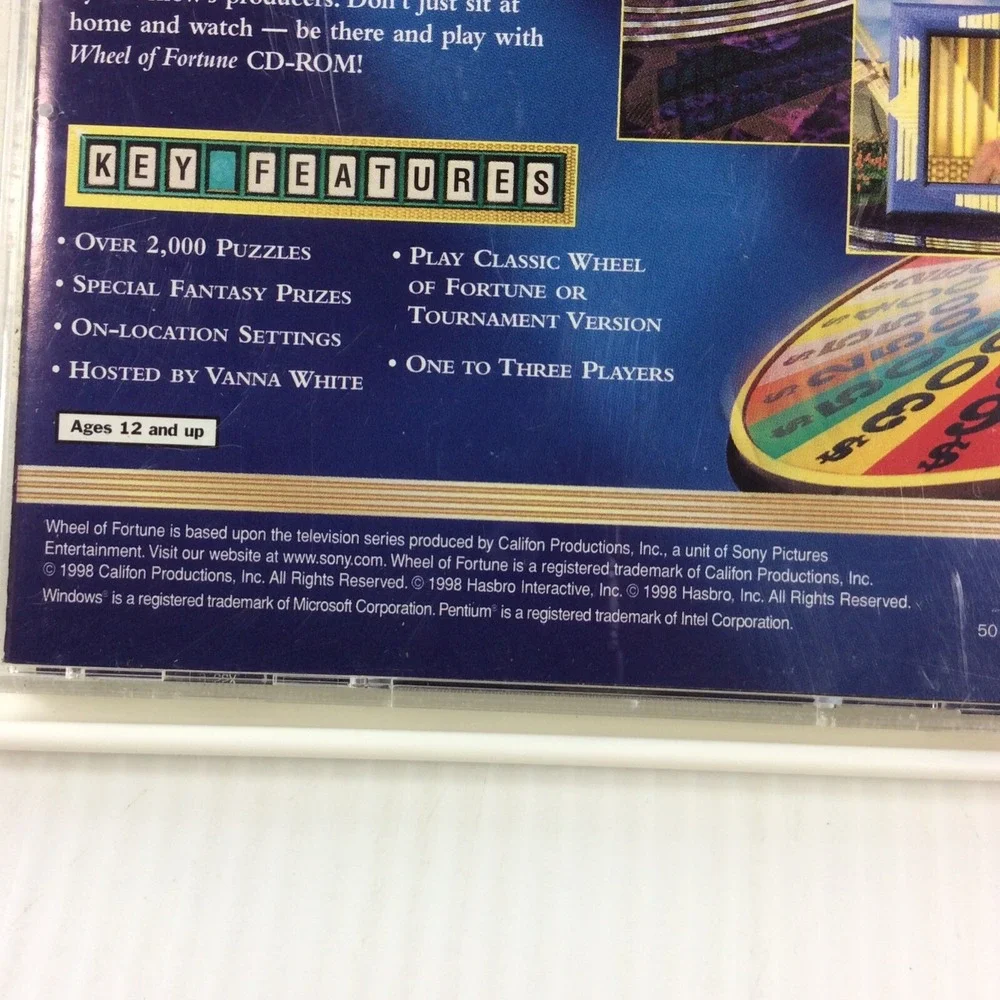 Wheel of Fortune Video Game CD-ROM Vanna White TV Show Windows 95 98